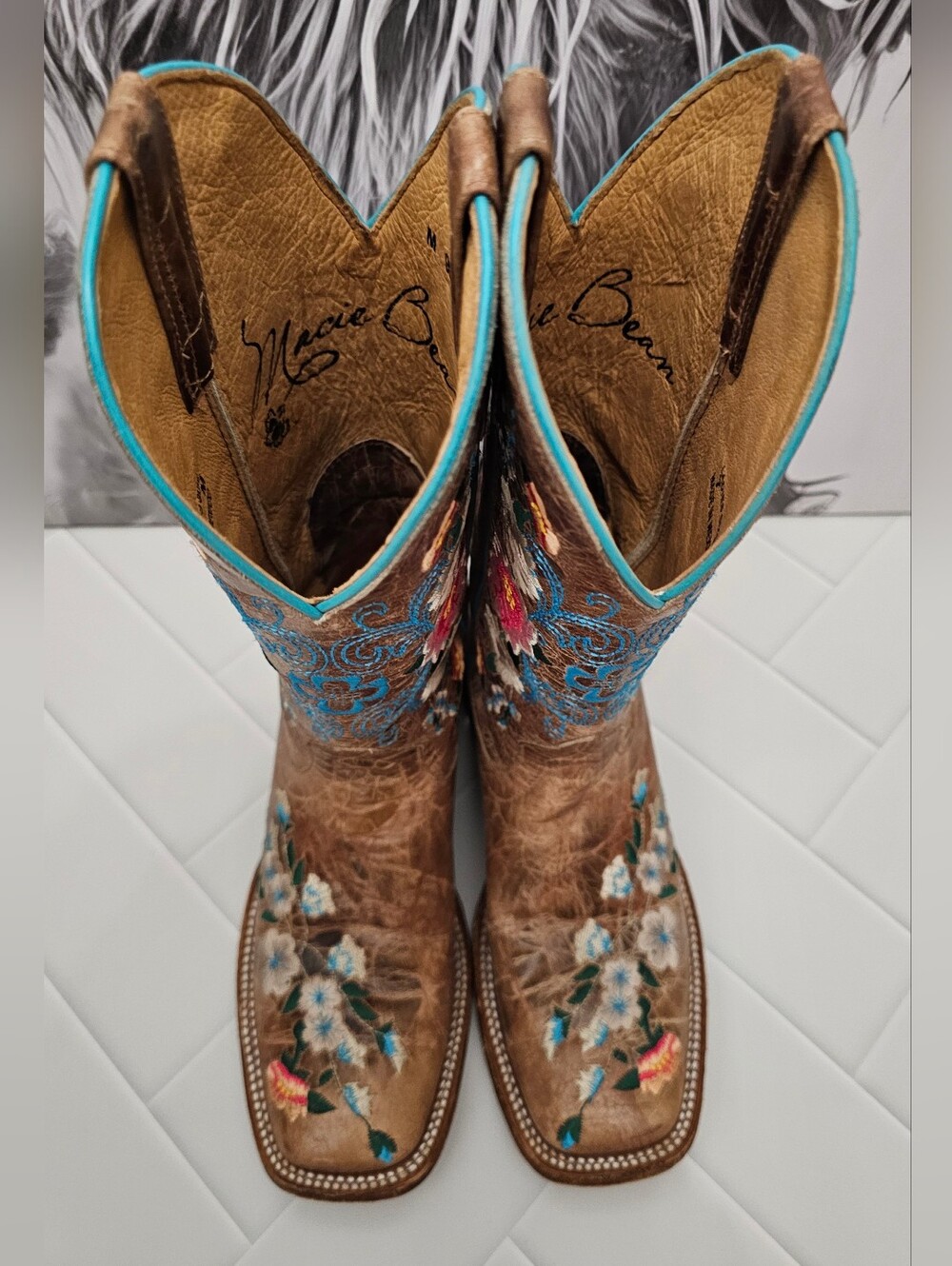 Macie Bean Rose Garden Floral Embroidered Western Boots Women’s 7M EUC - Picture 5 of 9